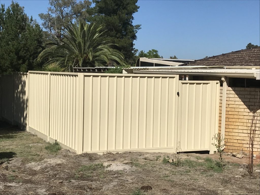A backyard colorbond fence